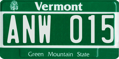 VT license plate ANW015