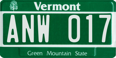 VT license plate ANW017
