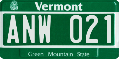 VT license plate ANW021