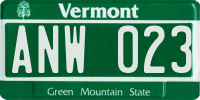 VT license plate ANW023
