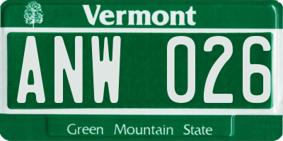 VT license plate ANW026