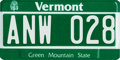 VT license plate ANW028
