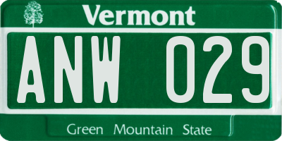 VT license plate ANW029