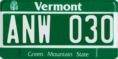 VT license plate ANW030