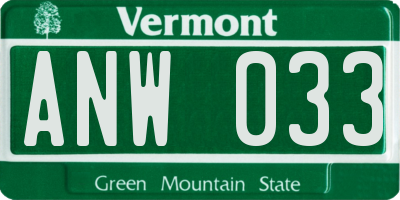 VT license plate ANW033