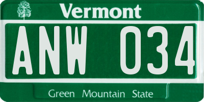 VT license plate ANW034