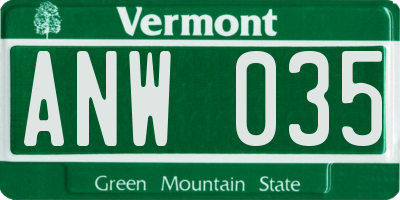 VT license plate ANW035