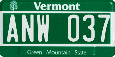 VT license plate ANW037