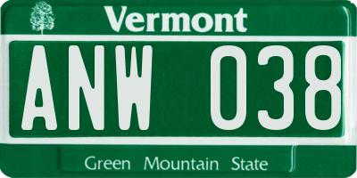 VT license plate ANW038