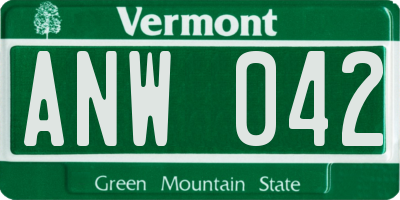 VT license plate ANW042