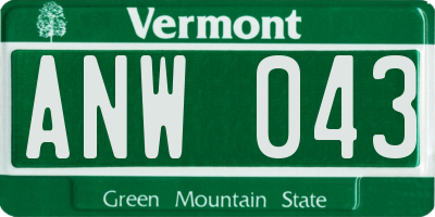 VT license plate ANW043
