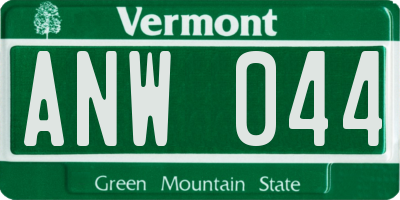 VT license plate ANW044