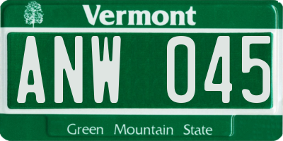 VT license plate ANW045
