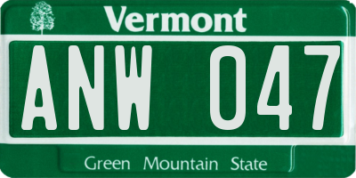 VT license plate ANW047