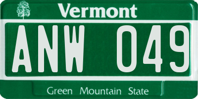 VT license plate ANW049