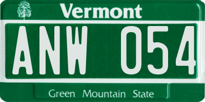 VT license plate ANW054