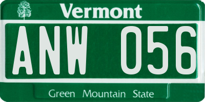 VT license plate ANW056