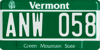 VT license plate ANW058