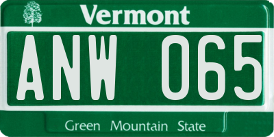 VT license plate ANW065
