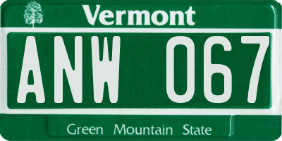 VT license plate ANW067
