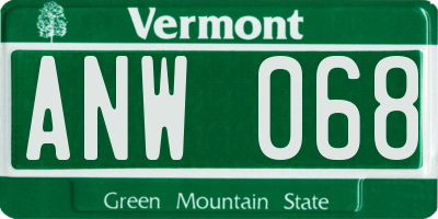 VT license plate ANW068