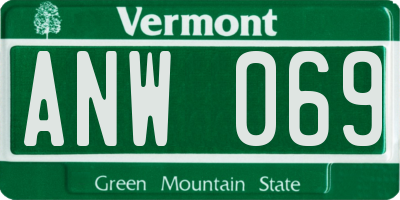 VT license plate ANW069