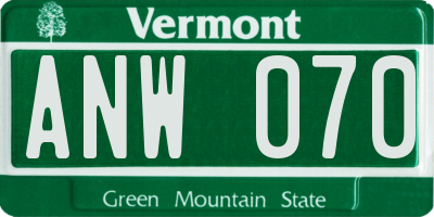 VT license plate ANW070