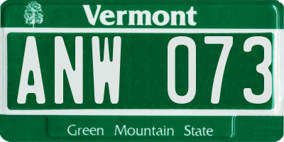 VT license plate ANW073