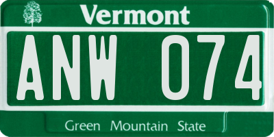 VT license plate ANW074