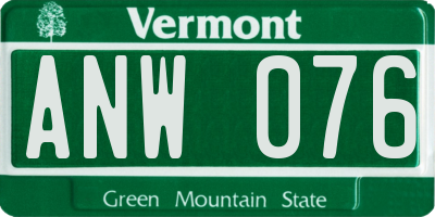 VT license plate ANW076