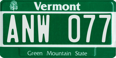 VT license plate ANW077