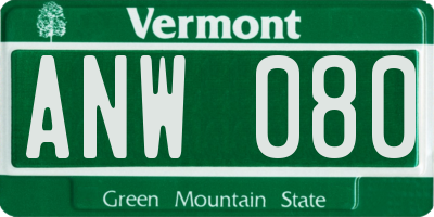 VT license plate ANW080