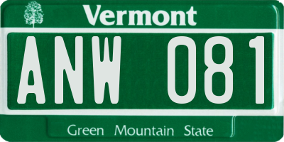 VT license plate ANW081