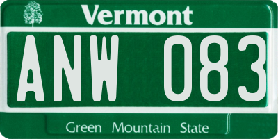 VT license plate ANW083