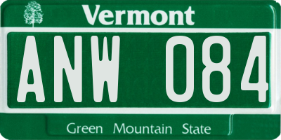 VT license plate ANW084