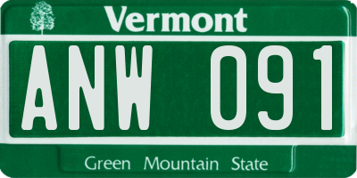 VT license plate ANW091
