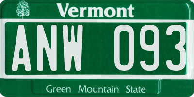 VT license plate ANW093