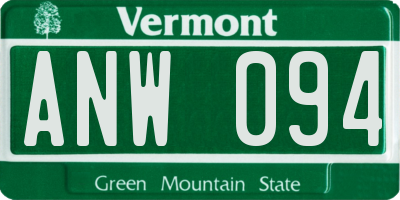 VT license plate ANW094