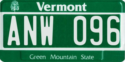 VT license plate ANW096