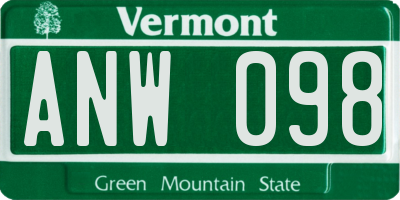 VT license plate ANW098
