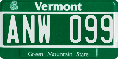 VT license plate ANW099
