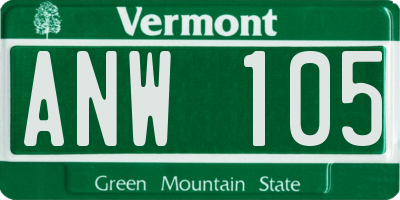 VT license plate ANW105