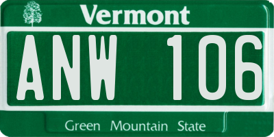VT license plate ANW106
