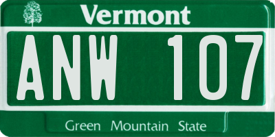 VT license plate ANW107