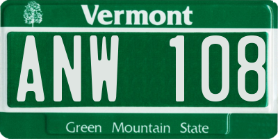 VT license plate ANW108
