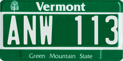VT license plate ANW113