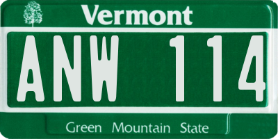 VT license plate ANW114