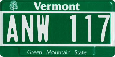 VT license plate ANW117
