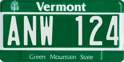 VT license plate ANW124