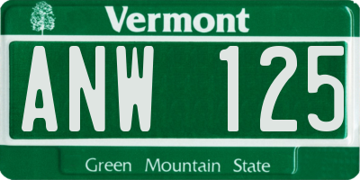 VT license plate ANW125